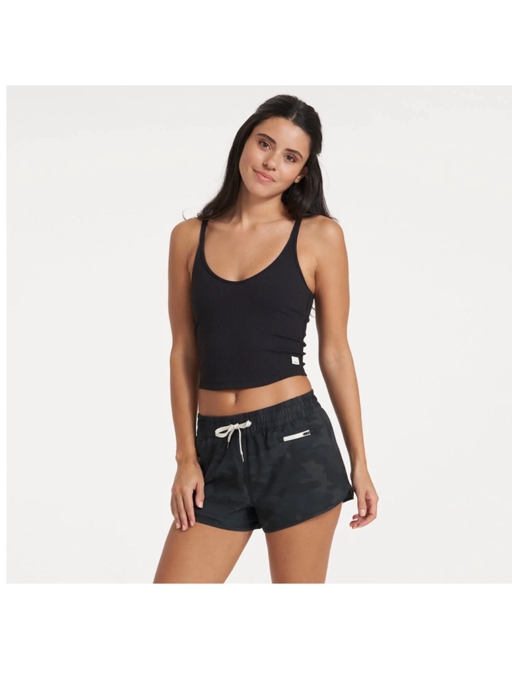 VUORI RIB CROP TANK TOP BLACK SIZE SMALl